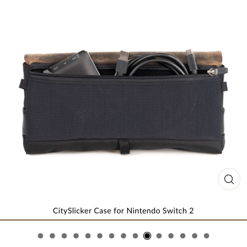 Waterfield Brown Leather & Black Canvas Nintendo Switch gaming Organizer - Picture 7 of 8